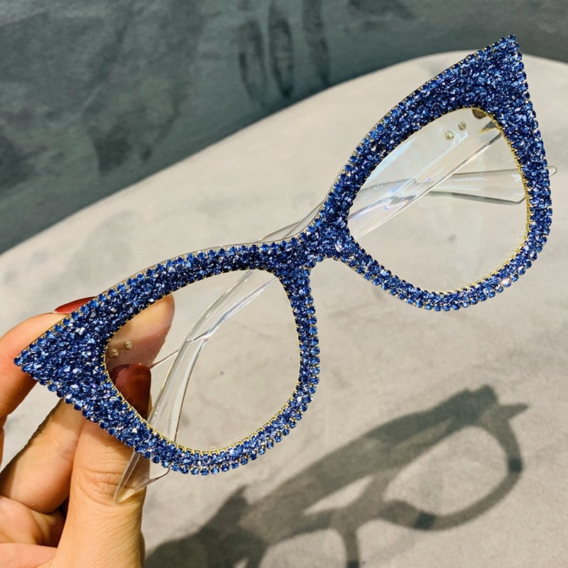 Oversized Vintage Rhinestone Cat Eye Sunglasses