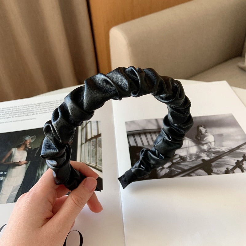 Leather Ruffle Headband