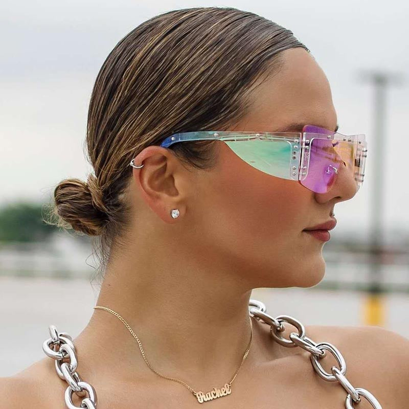 Oversized Flat Top Rimless Sunglasses