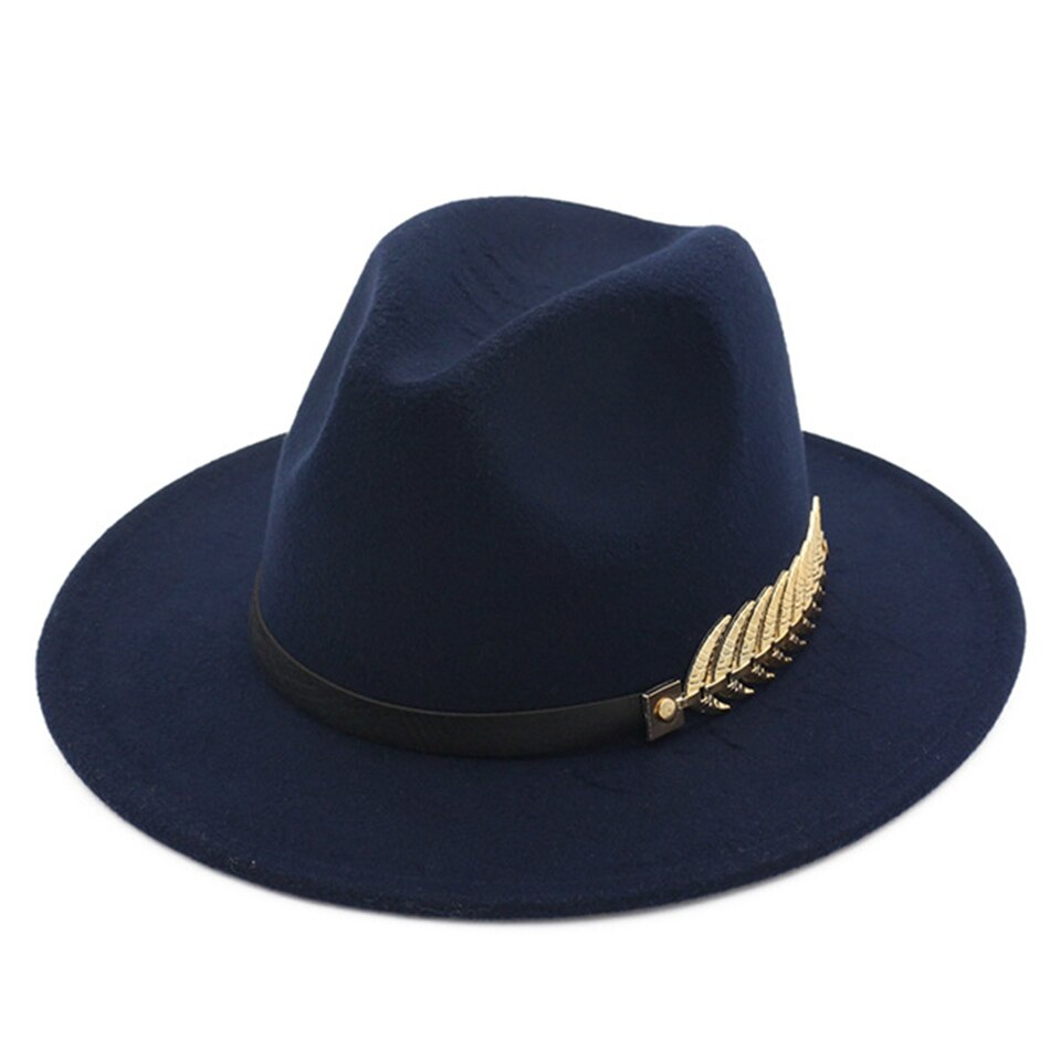 Large Brim Gold Leaf Wool Fedora