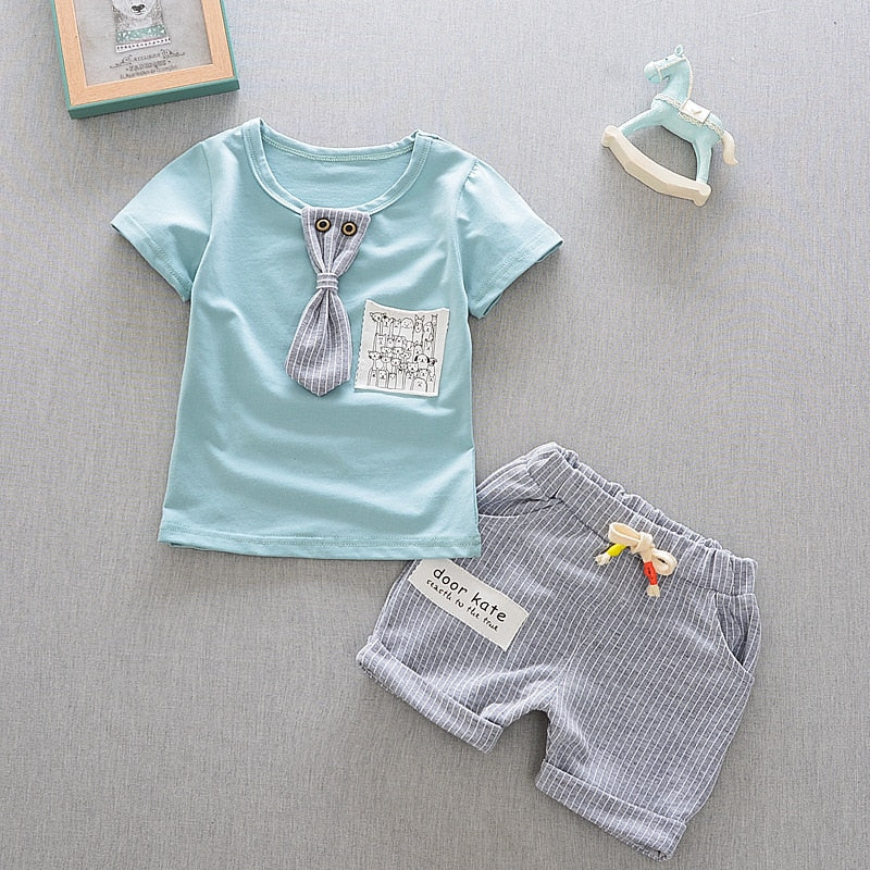 2pcs Cotton Children T-Shirt Vest w/ Shorts Set