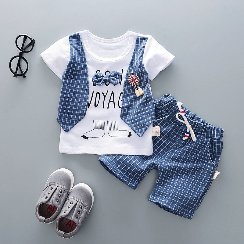 2pcs Cotton Children T-Shirt Vest w/ Shorts Set