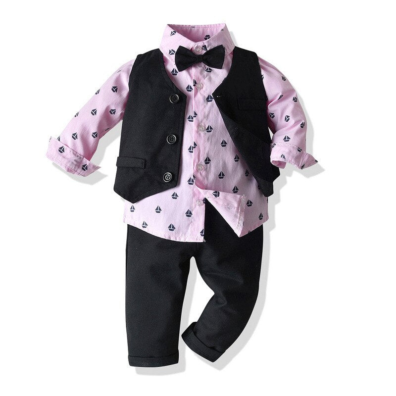 3pcs Formal Toddler Vest Suit w/ Pants Outfit Set