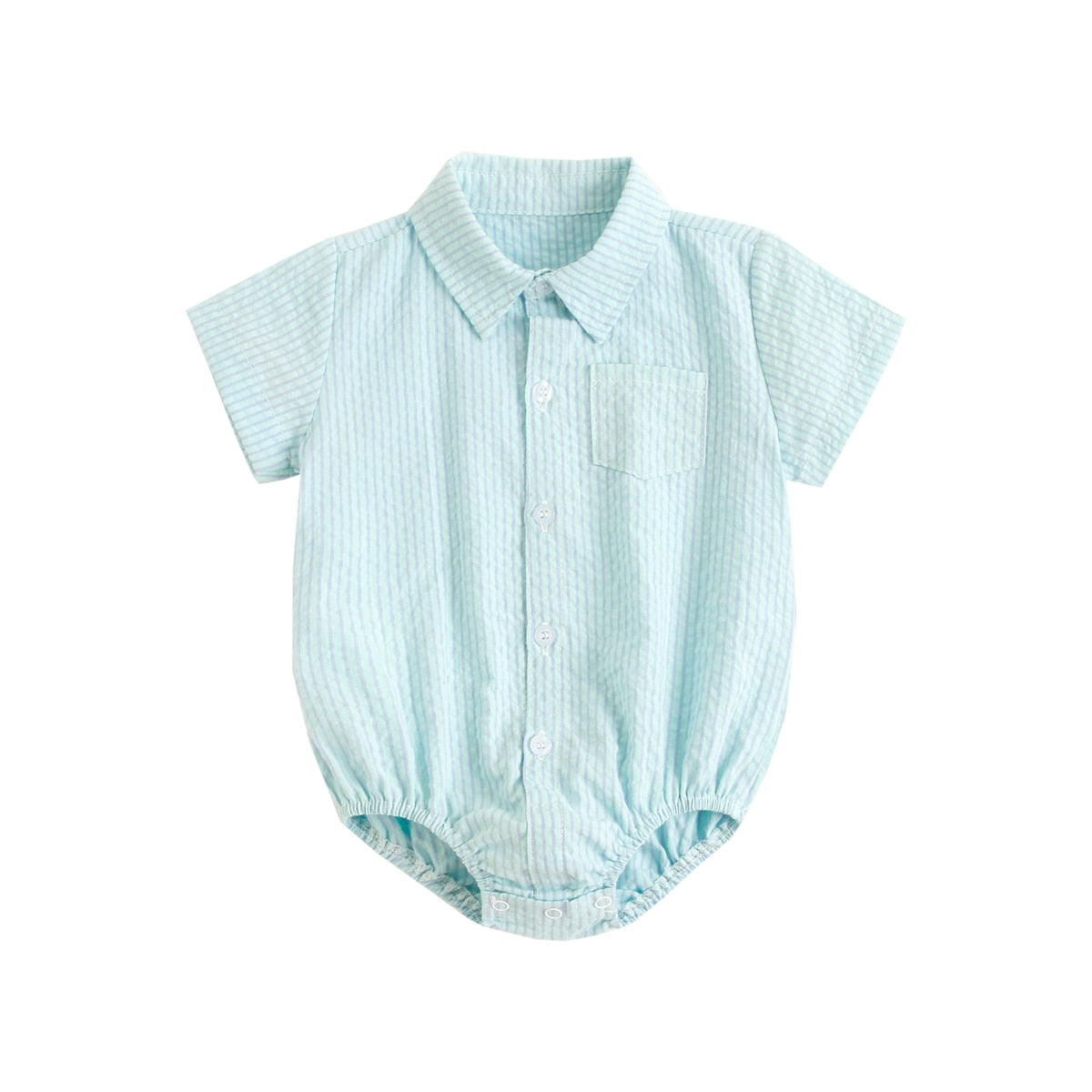 Plaid Cotton Baby Short Sleeve Button Onesie