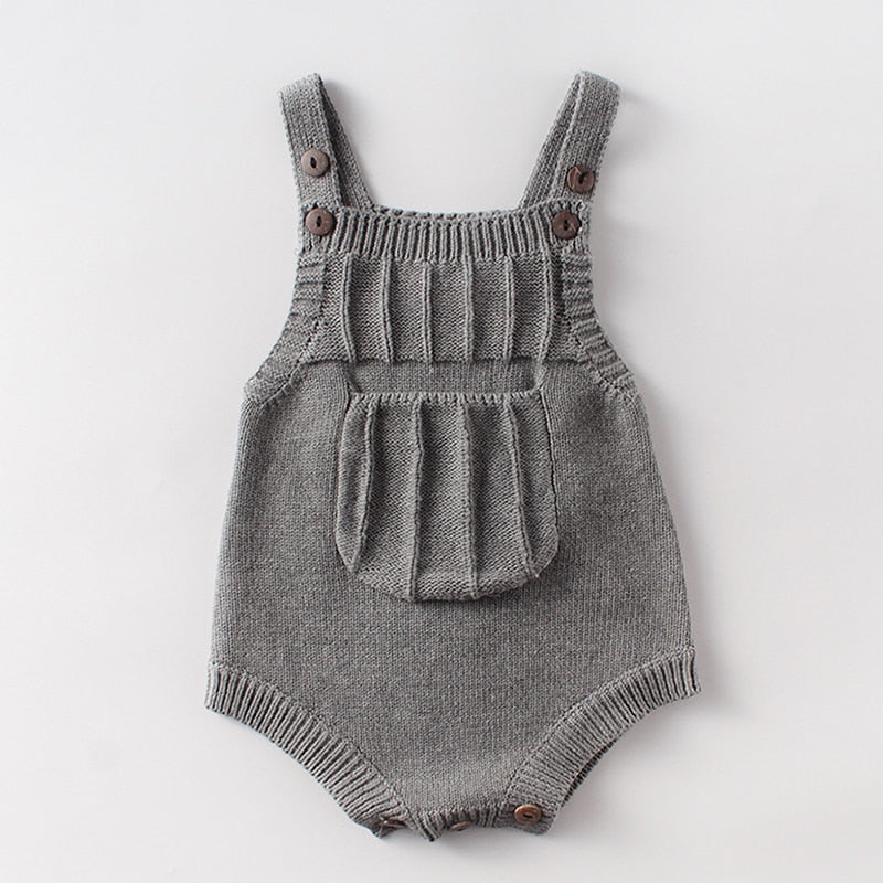 Baby Embellished Knitted Cotton Overalls Romper