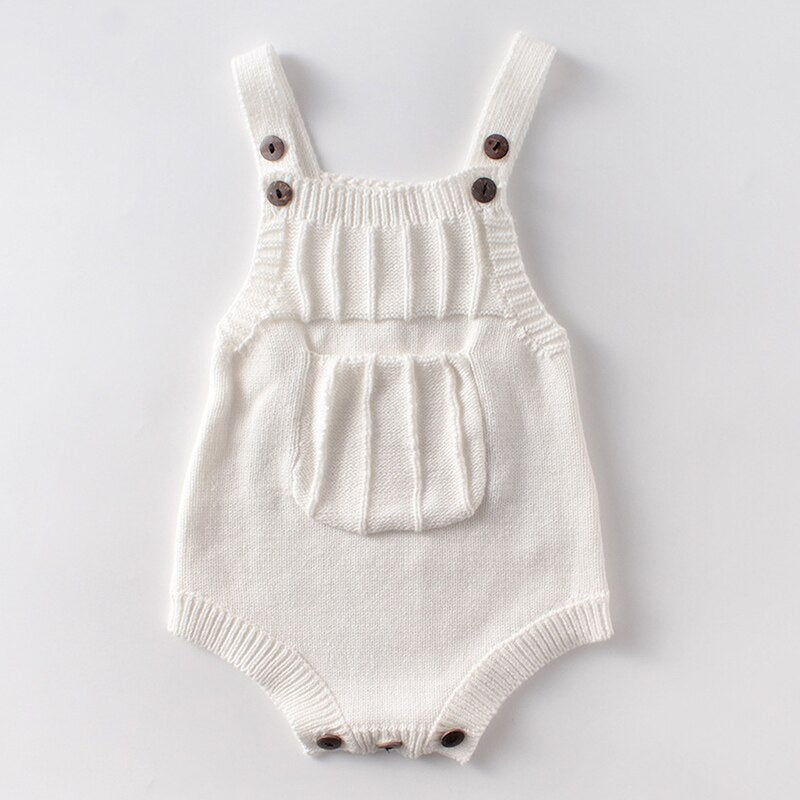 Baby Embellished Knitted Cotton Overalls Romper