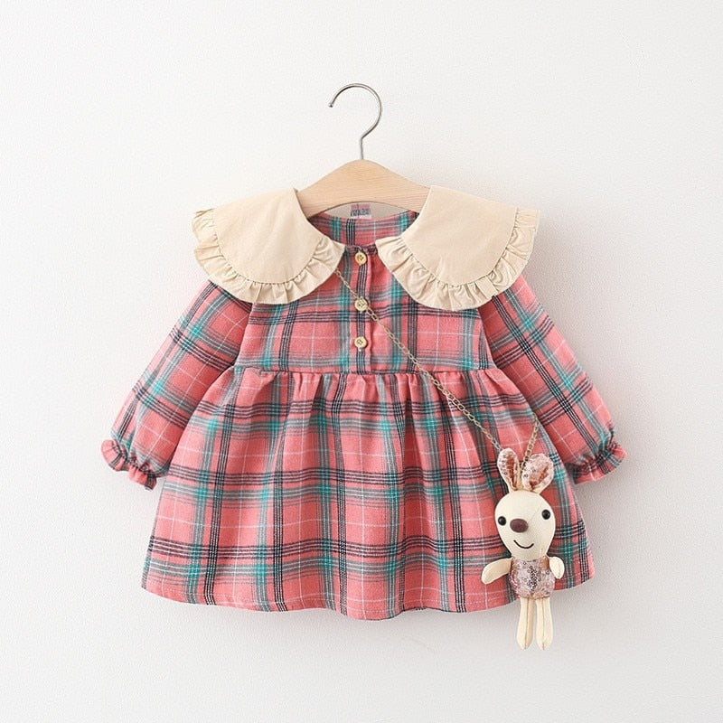 Plaid Baby Bear Embellished Dress