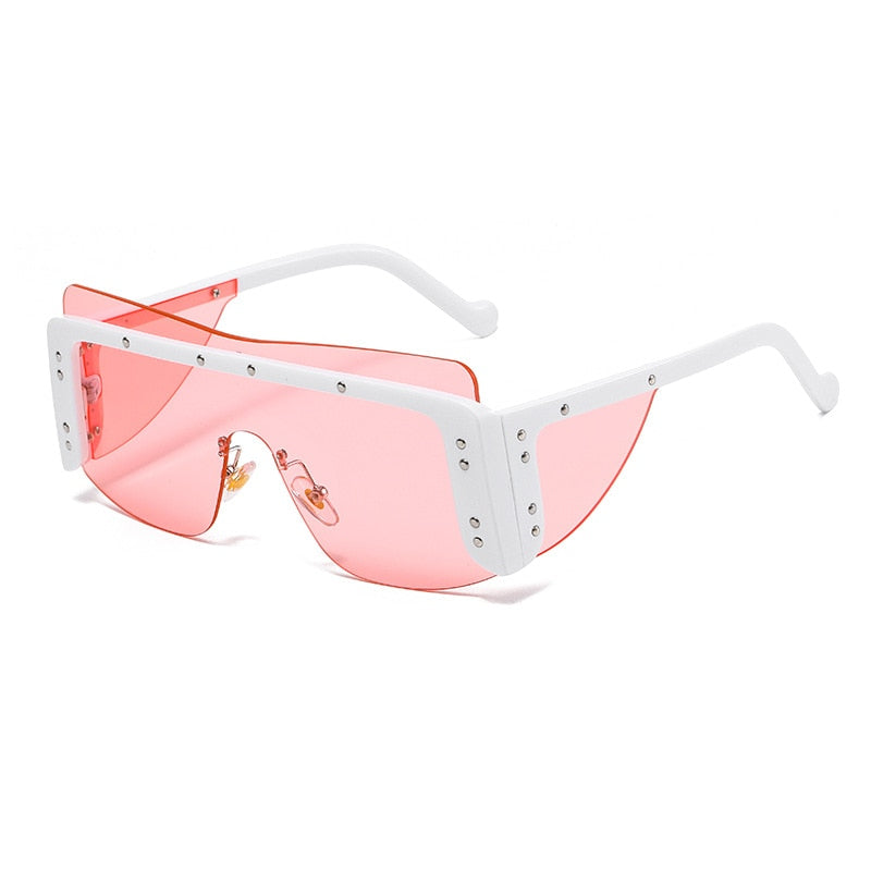 Oversized Flat Top Rimless Sunglasses