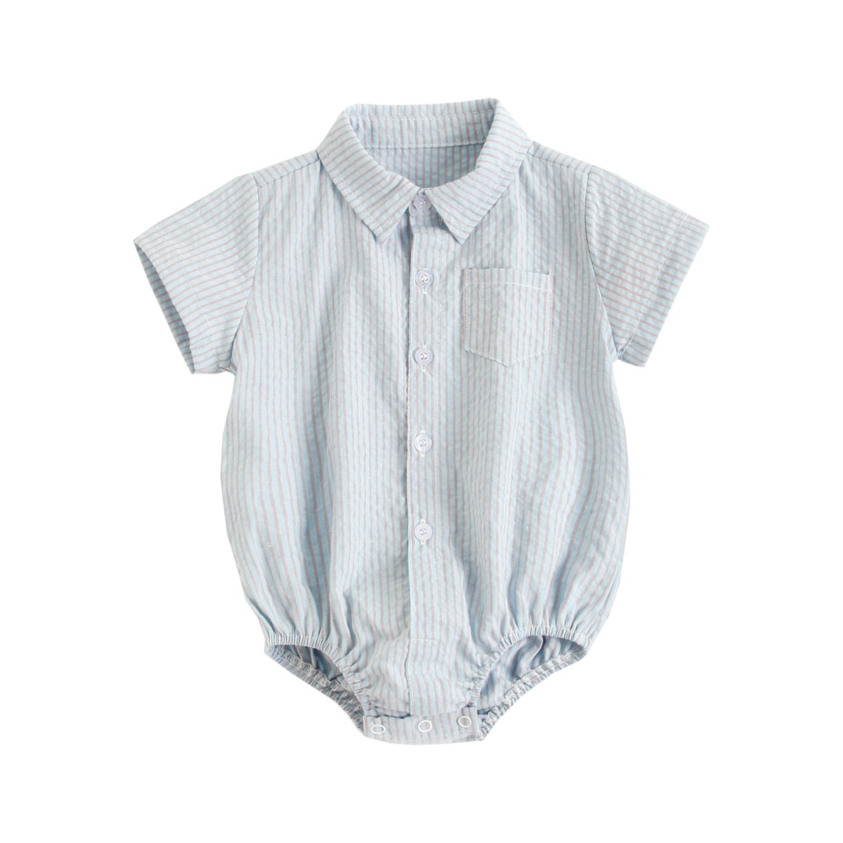 Plaid Cotton Baby Short Sleeve Button Onesie