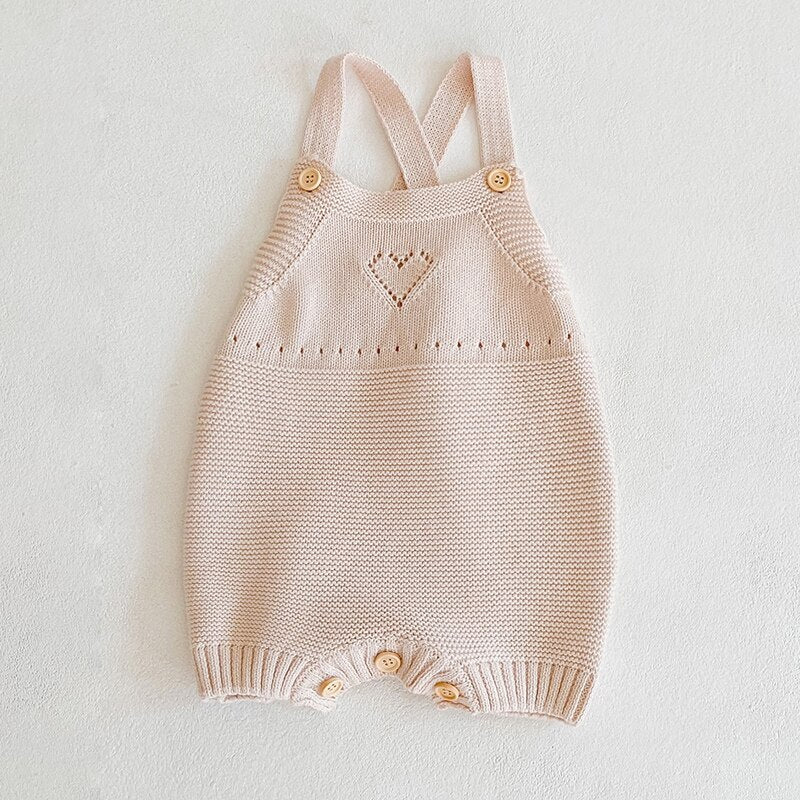 Baby Embellished Knitted Cotton Overalls Romper