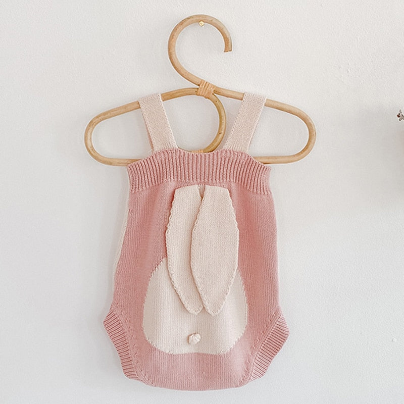 Baby Embellished Knitted Cotton Overalls Romper