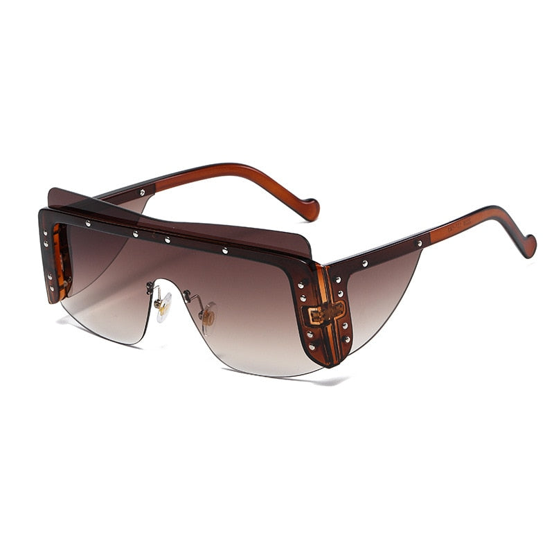 Oversized Flat Top Rimless Sunglasses