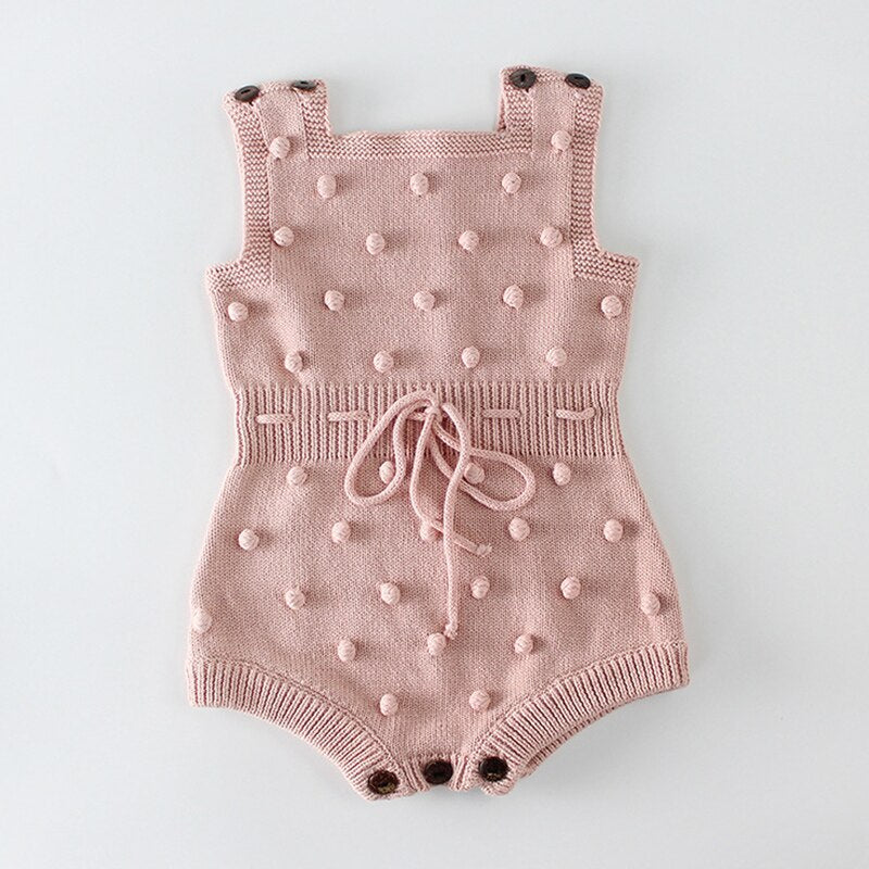 Baby Embellished Knitted Cotton Overalls Romper