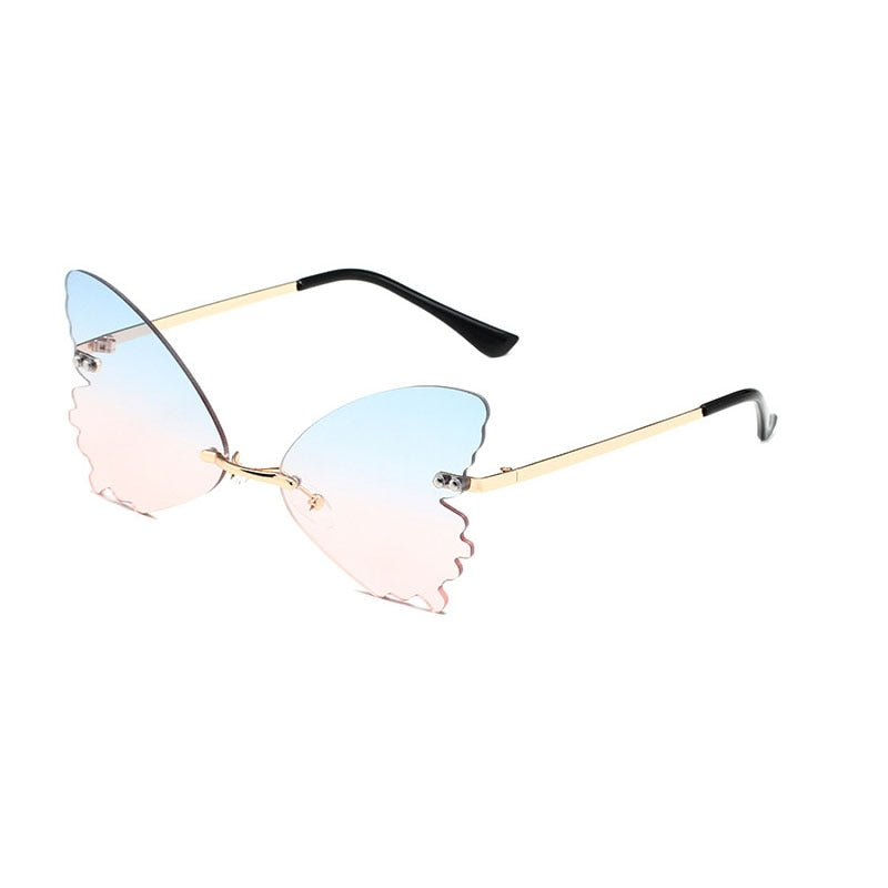 Rimless Vintage Butterfly Wings Sunglasses