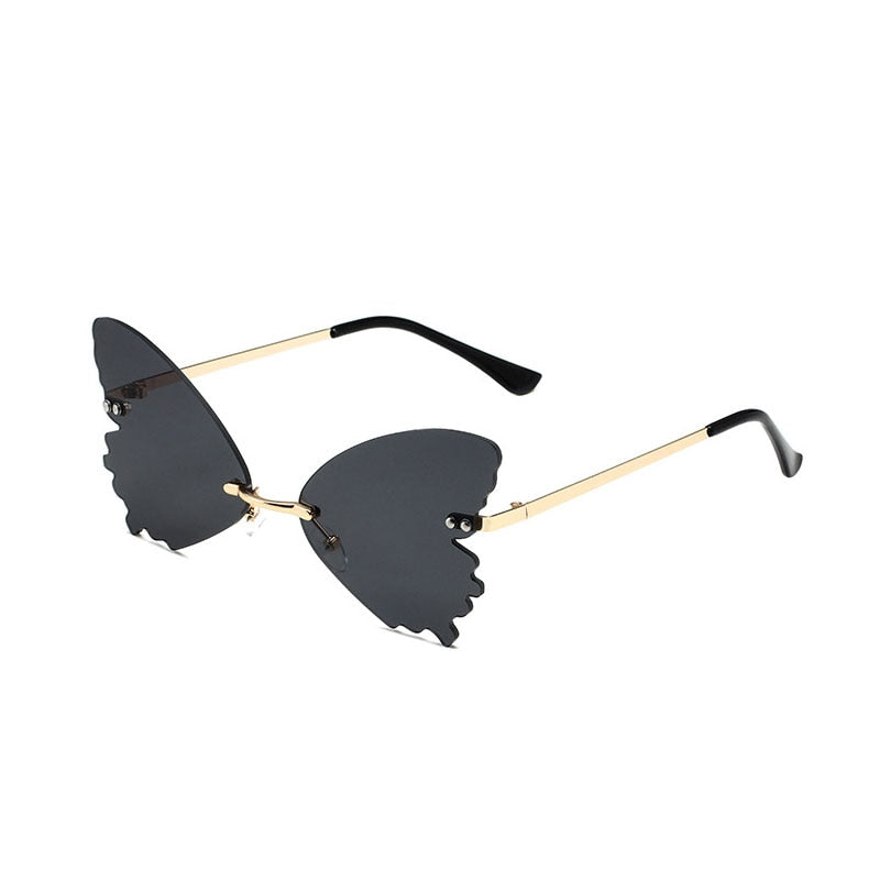 Rimless Vintage Butterfly Wings Sunglasses