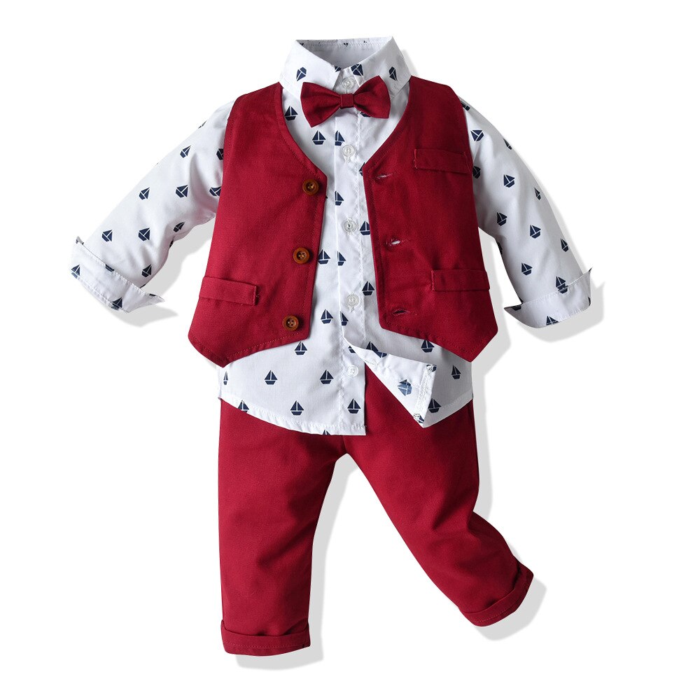 3pcs Formal Toddler Vest Suit w/ Pants Outfit Set