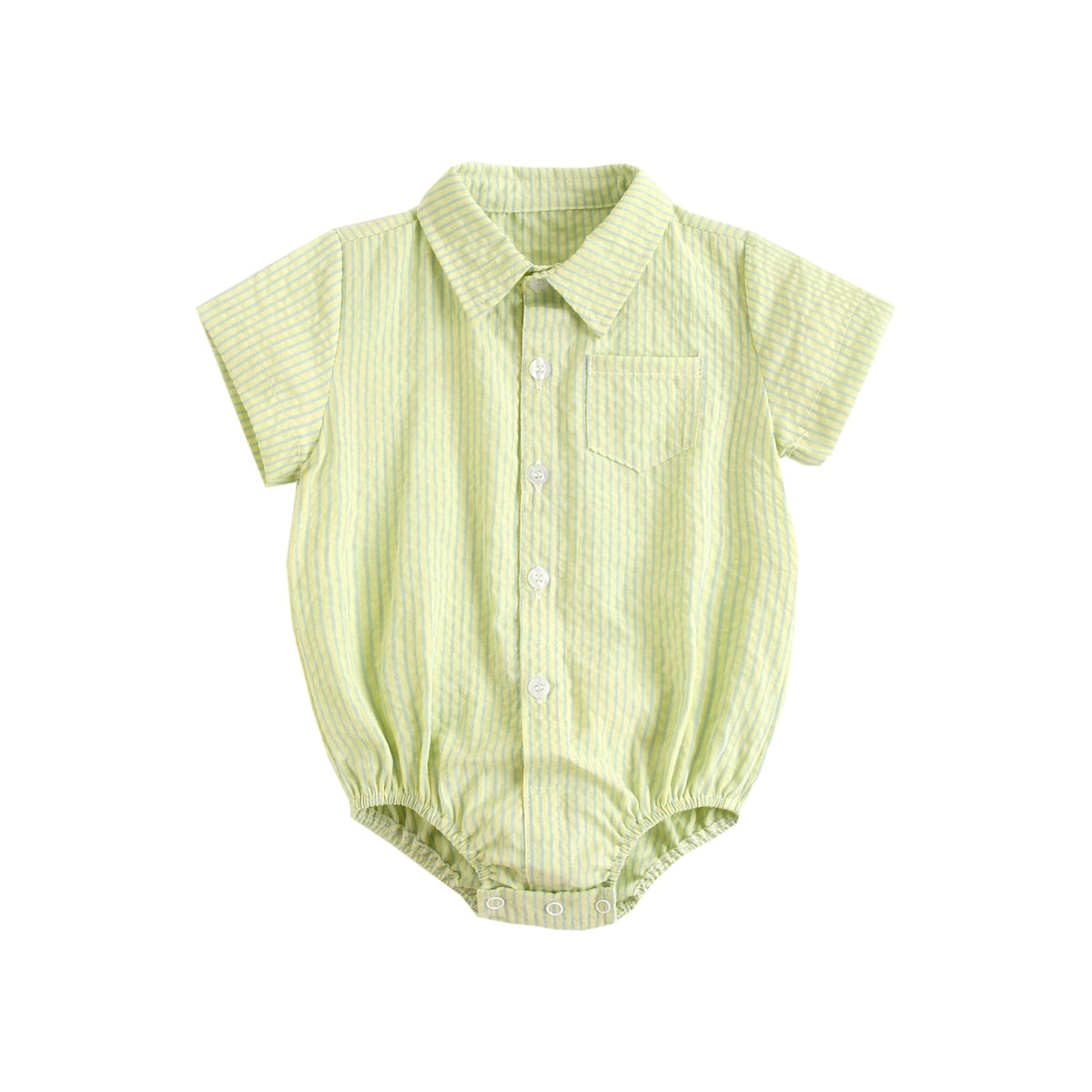 Plaid Cotton Baby Short Sleeve Button Onesie