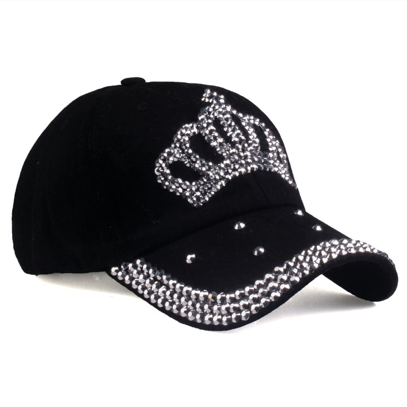 Rhinestone Crown Embellished Baseball Hat