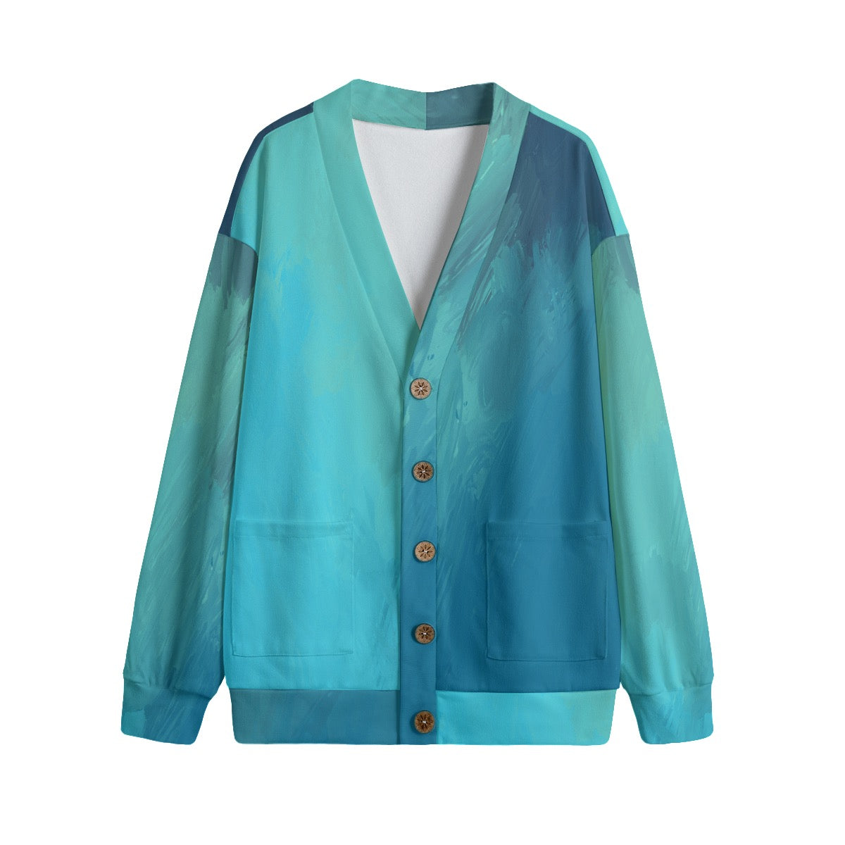 Paint Me Knitted Button Up Fleece Cardigan