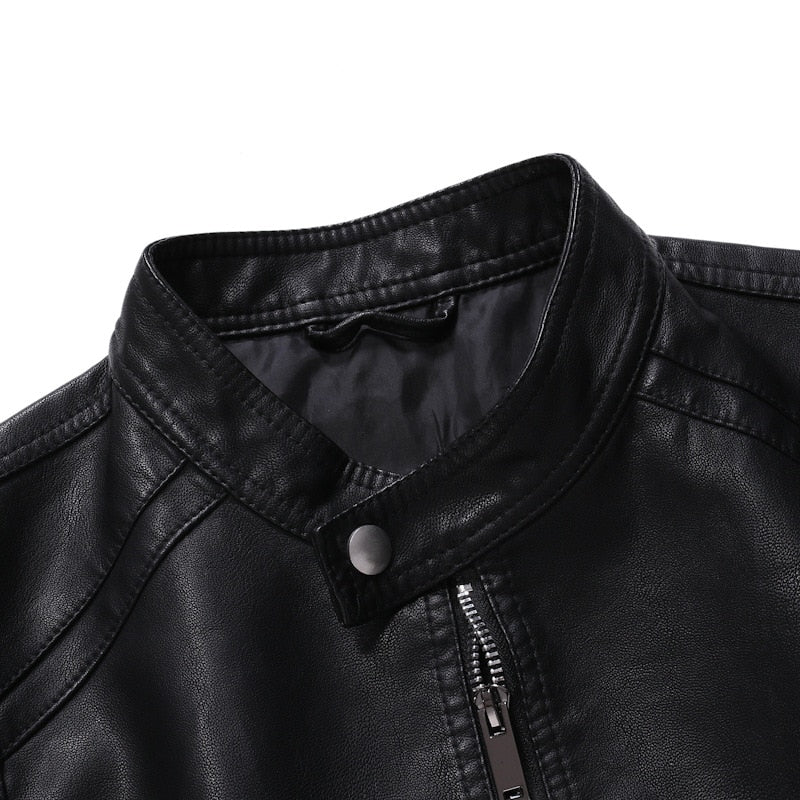 Black Leather Zip-Up Jacket