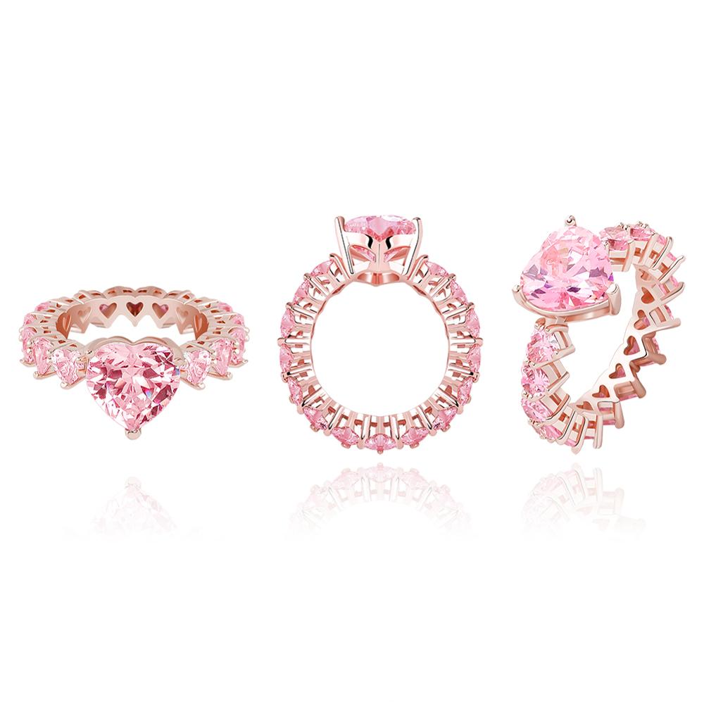 Chunky Rhinestone Heart Ring