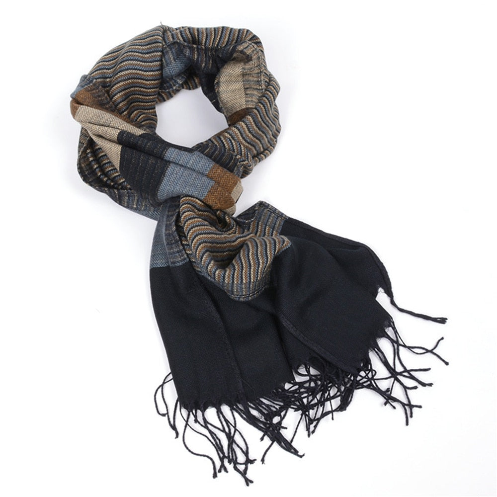 Striped Tassel Scarf