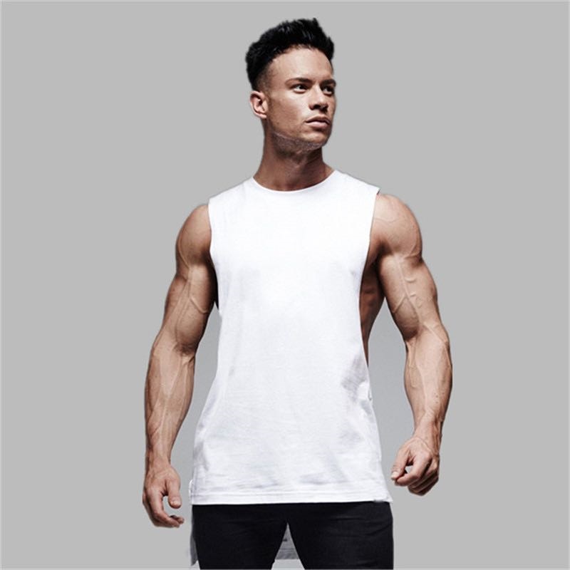 Extended Sleeveless Cotton Activewear T-Shirt