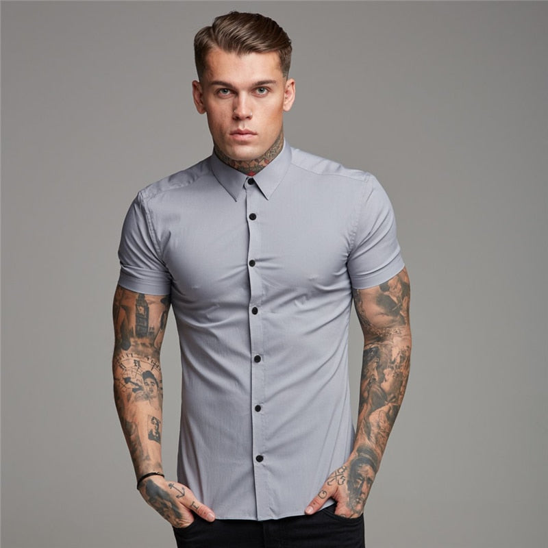 Short Sleeve Button Up Dress Shirt