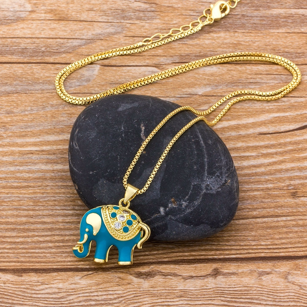 Gold Elephant Pendant Chain Necklace