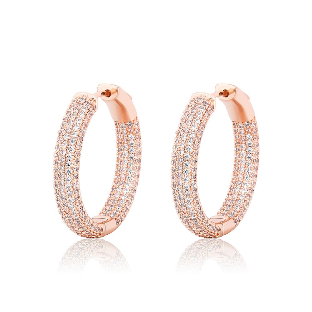 Quilted Rhinestone Round Hoop Earrings