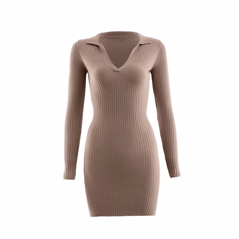 Long Sleeve Ribbed Mini Dress