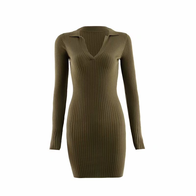 Long Sleeve Ribbed Mini Dress