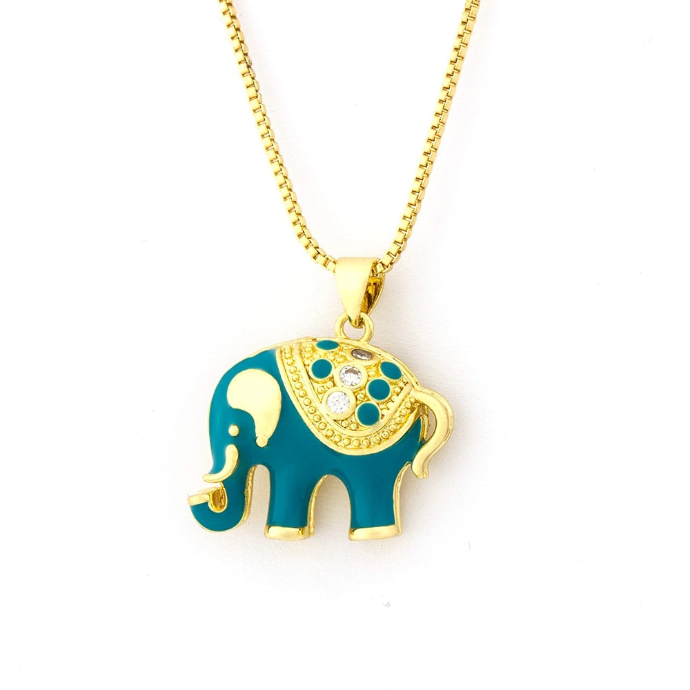 Gold Elephant Pendant Chain Necklace