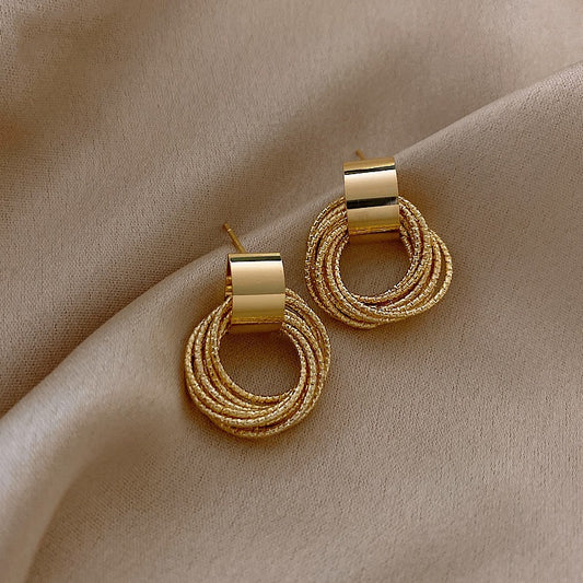 Gold Rolled Rope Drop Earrings