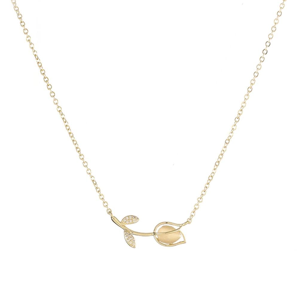 18k Gold Rose Chain Necklace