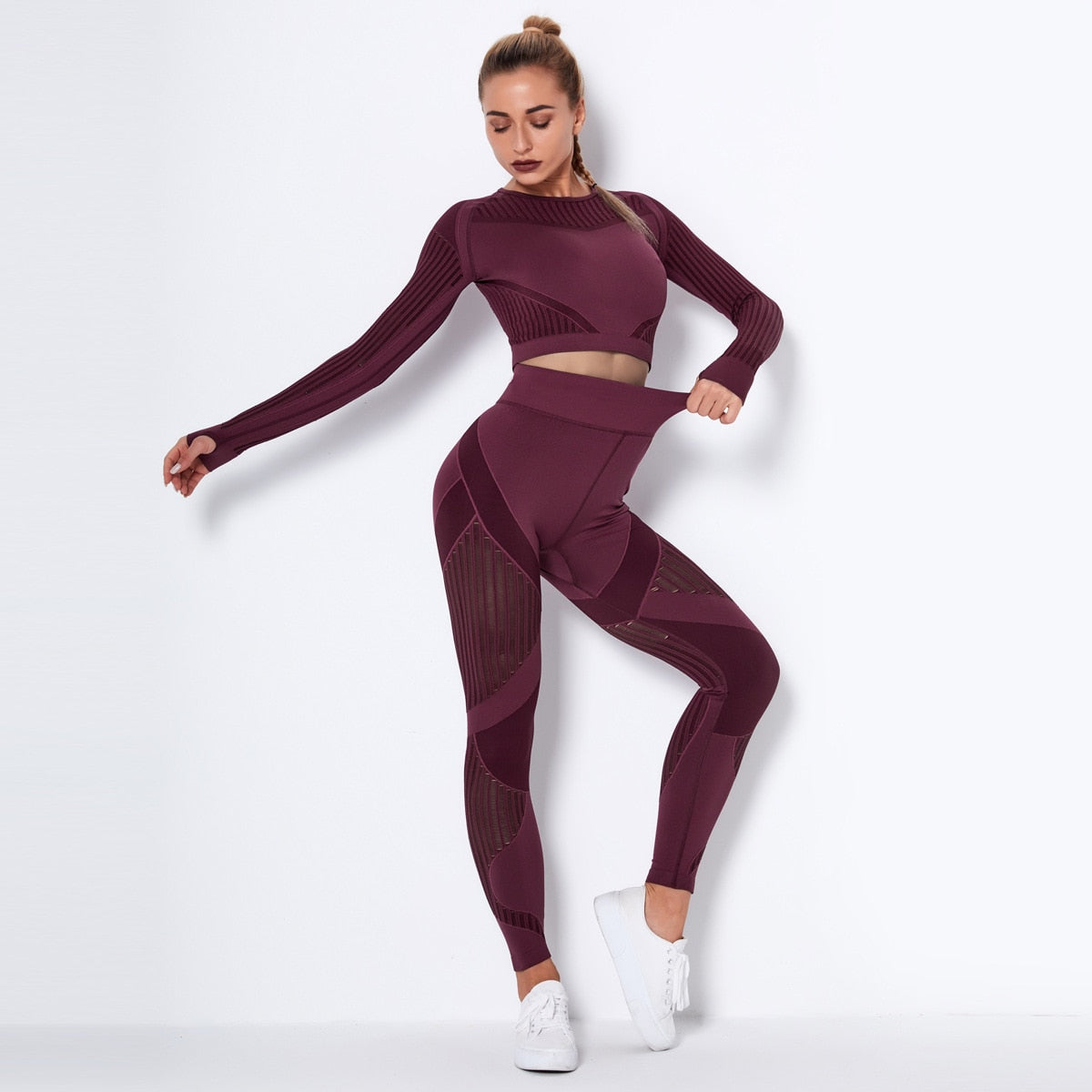 Xenon Long Sleeve High Waist Seamless Activewear 2pcs