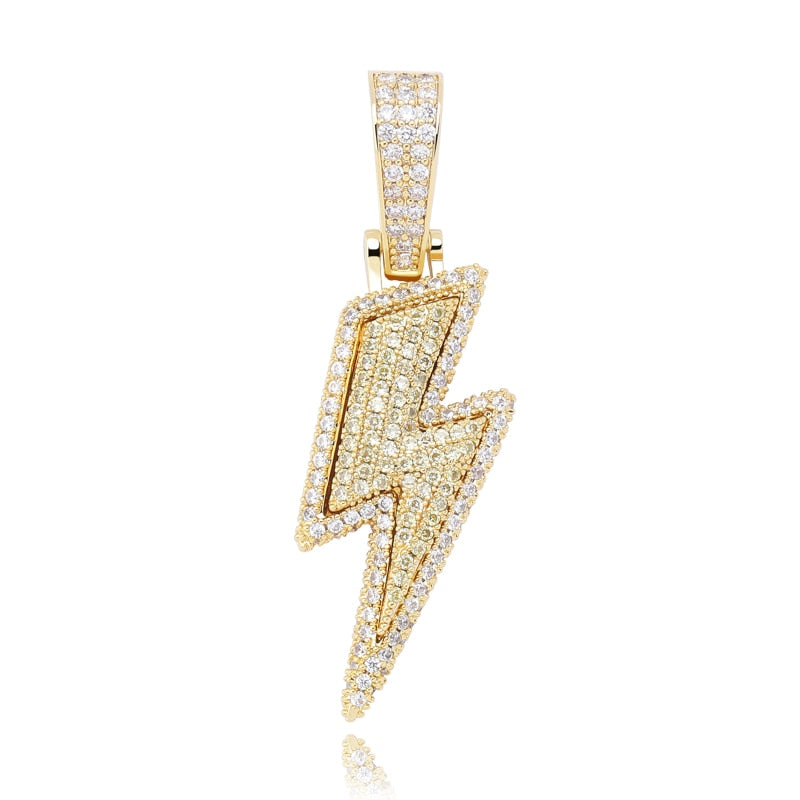 Rhinestone Lightning Pendant Cuban Chain Necklace