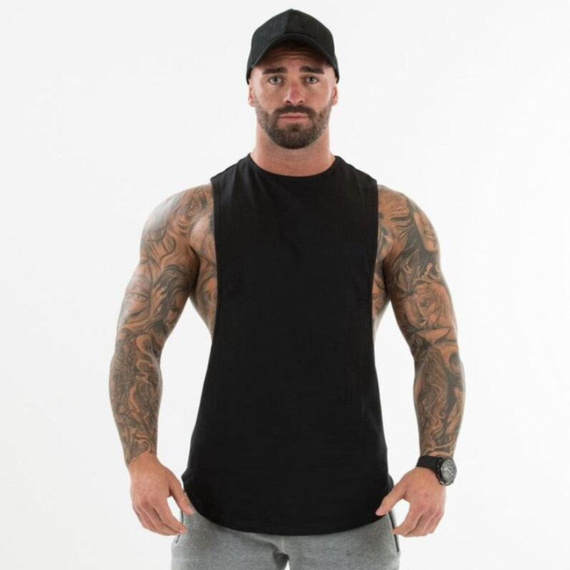 Extended Sleeveless Cotton Activewear T-Shirt