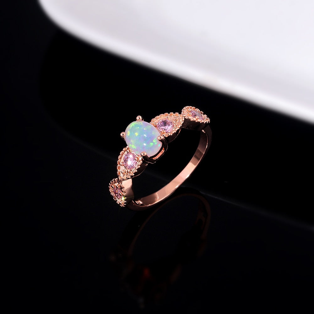 Oval Gemstone Crystal Ring