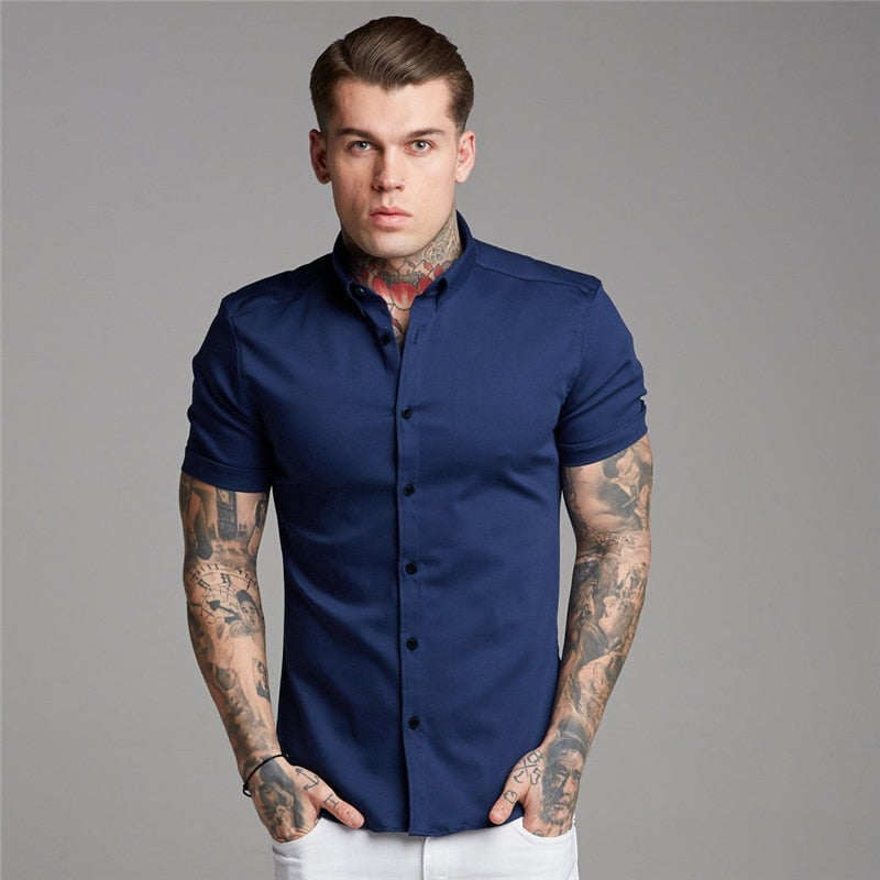 Short Sleeve Button Up Dress Shirt