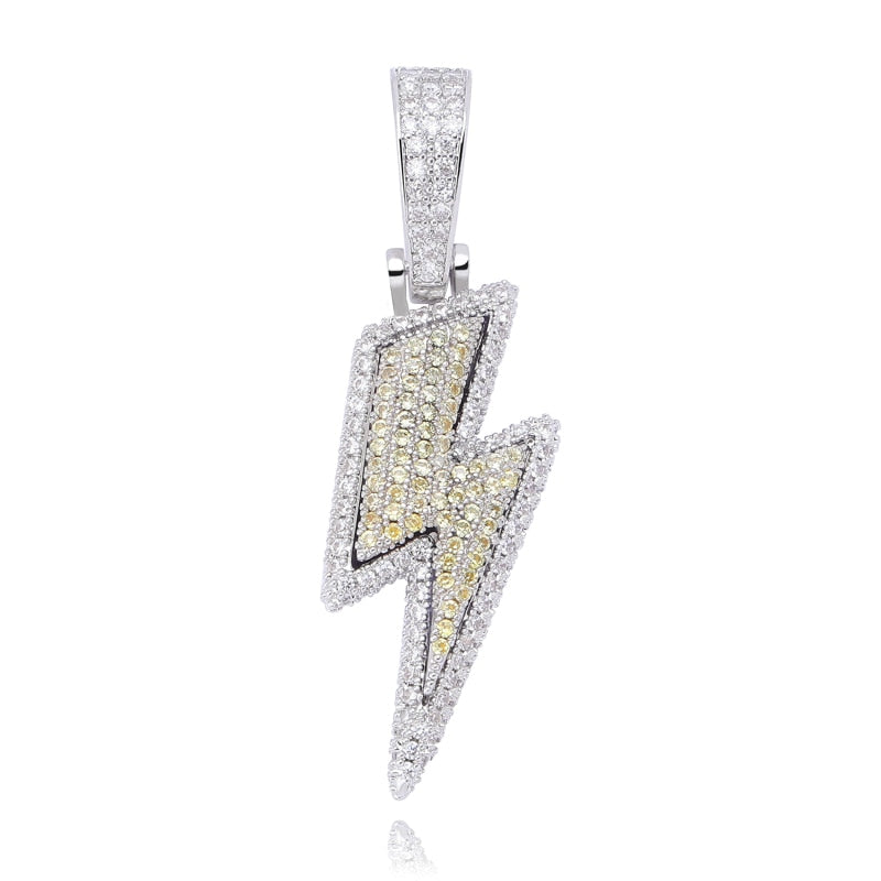 Rhinestone Lightning Pendant Cuban Chain Necklace