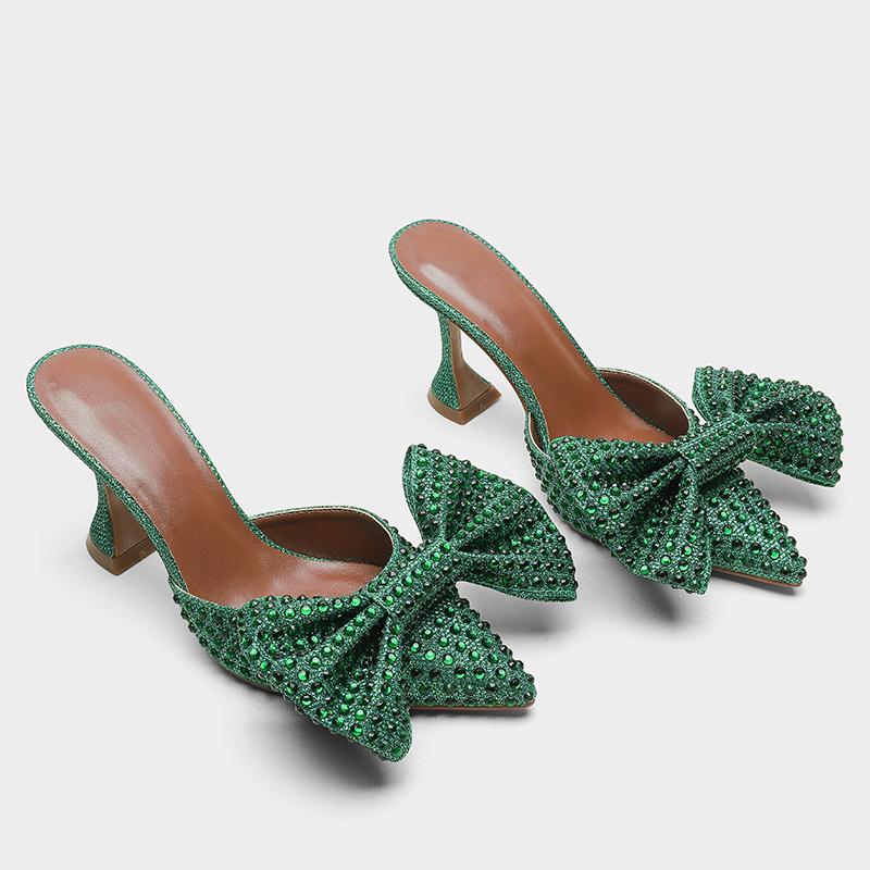 Rhinestone Bow High Heel Pointed Pumps