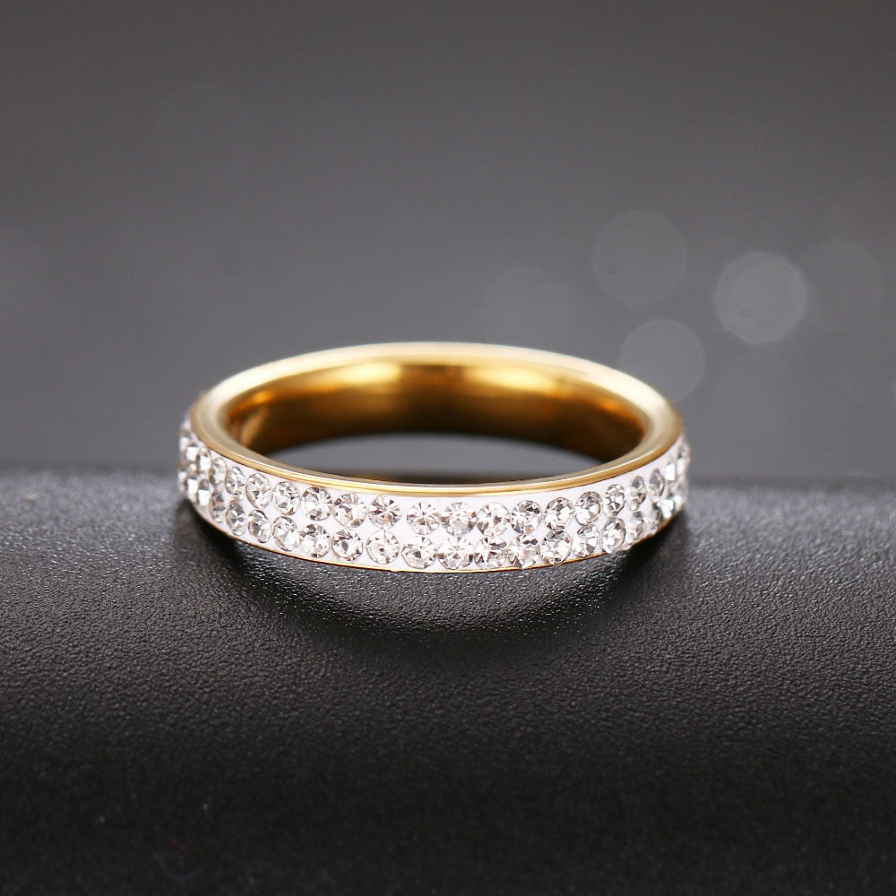 Double Crystal Row Ring