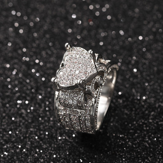 Chunky Rhinestone Heart Ring