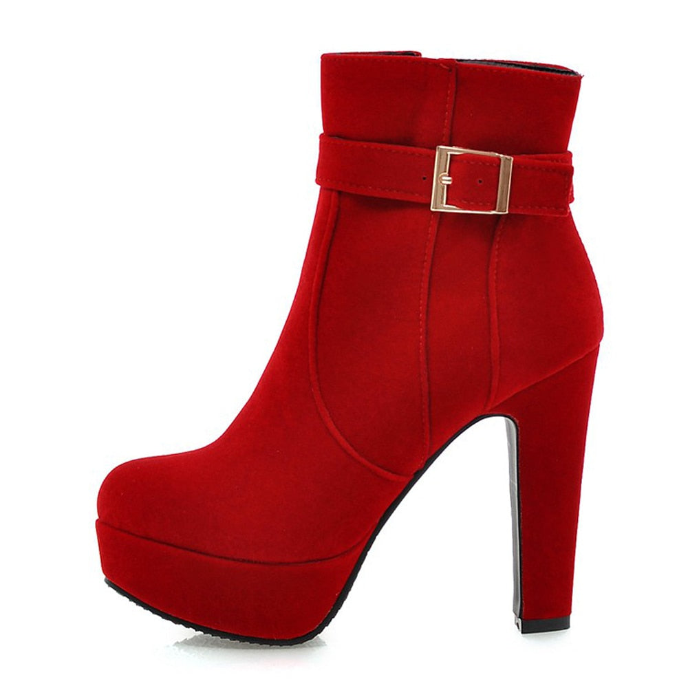 Buckle High Heel Platform Booties