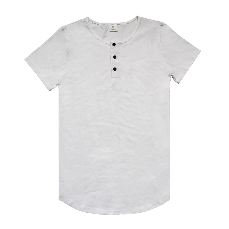 Cotton Button-Up Short Sleeve T-Shirt