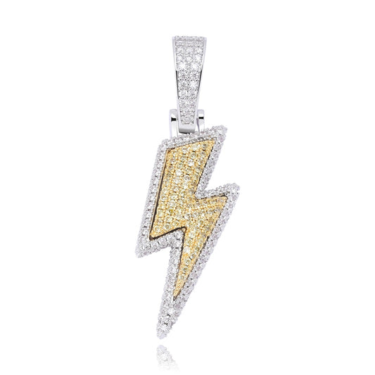 Rhinestone Lightning Pendant Cuban Chain Necklace