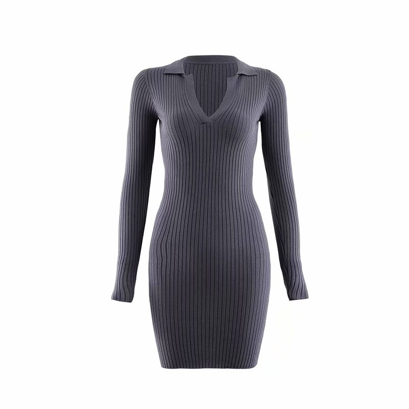 Long Sleeve Ribbed Mini Dress