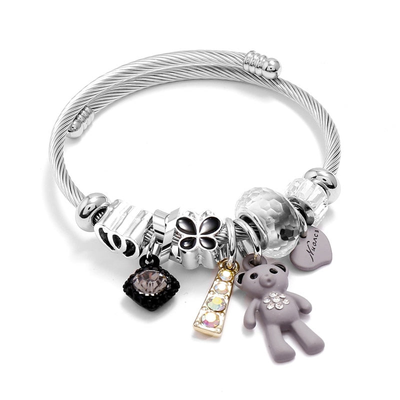 Teddy Bear Pendant Charm Bracelet