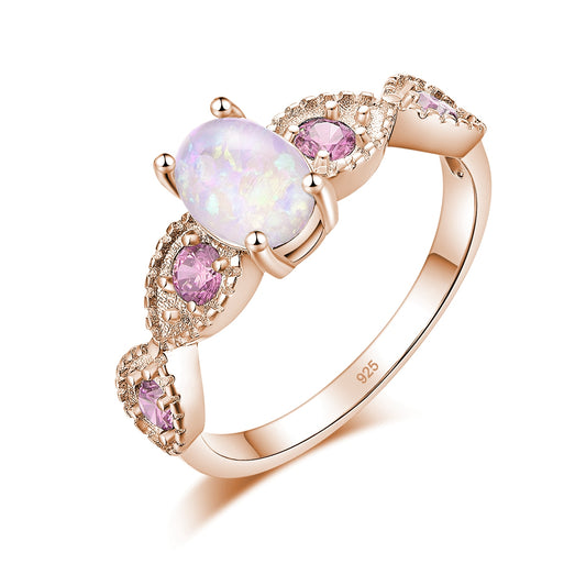 Oval Gemstone Crystal Ring